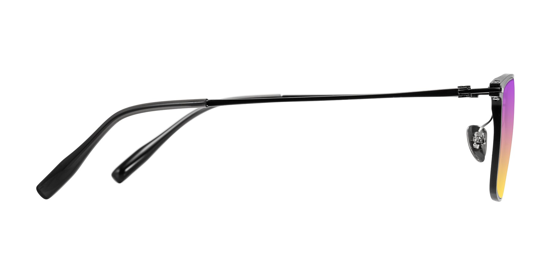 Side of Ayla in Black with Purple / Yellow Gradient Lenses