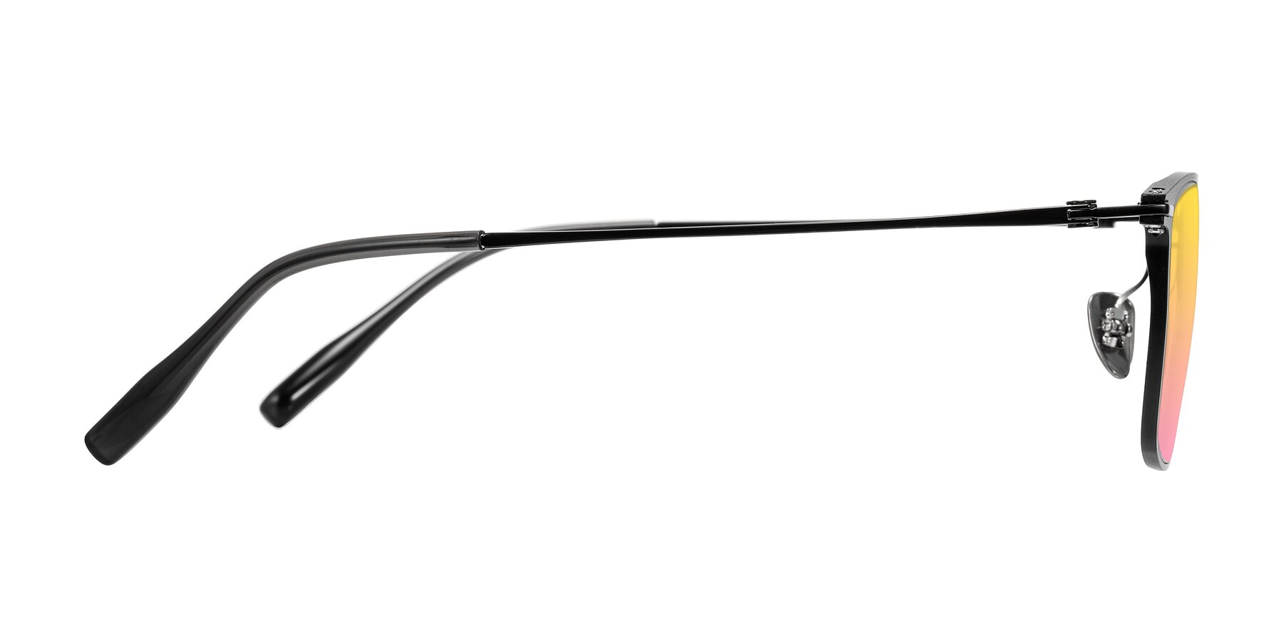 Side of Ayla in Black with Yellow / Pink Gradient Lenses