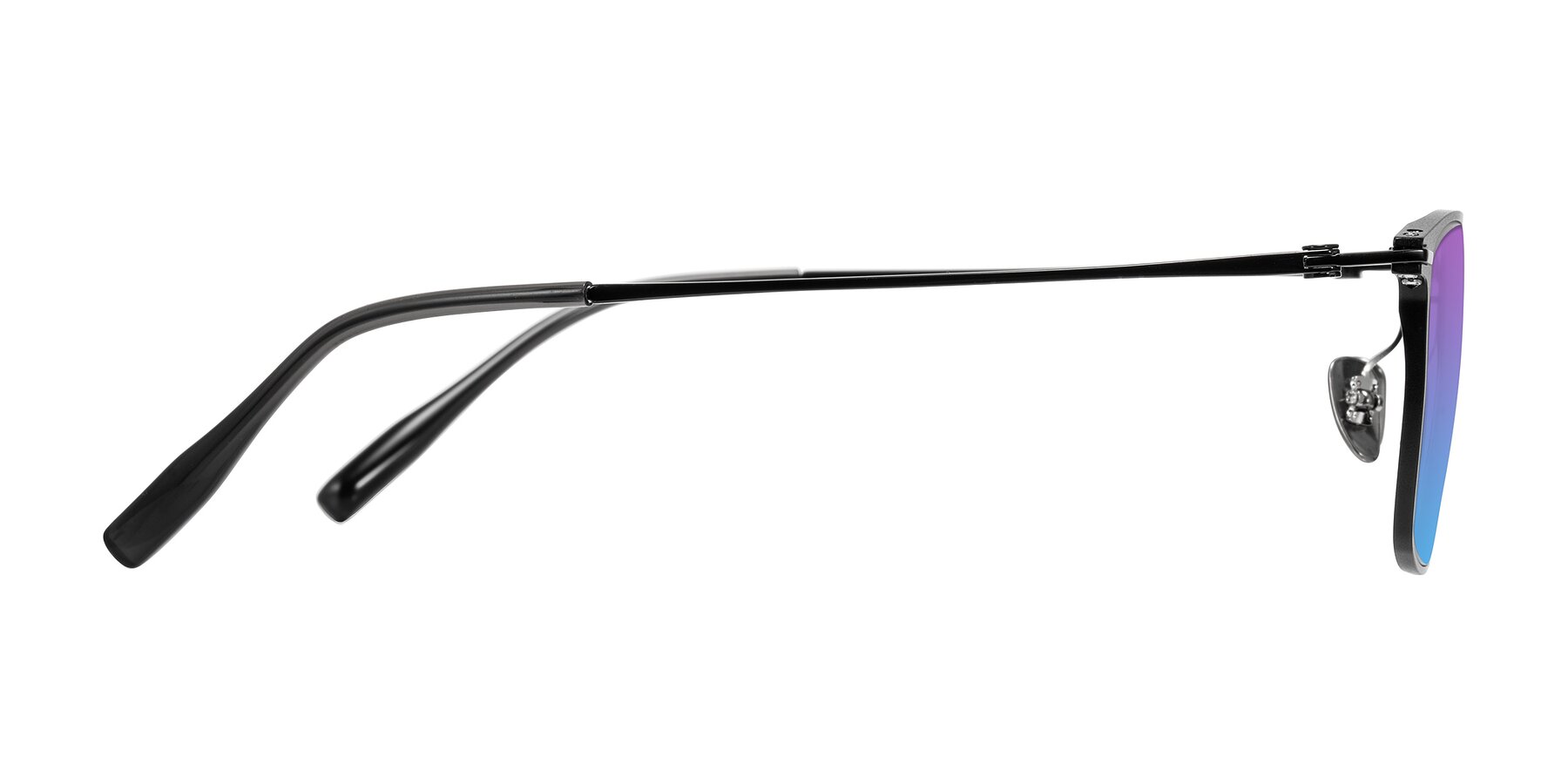 Side of Ayla in Black with Purple / Blue Gradient Lenses