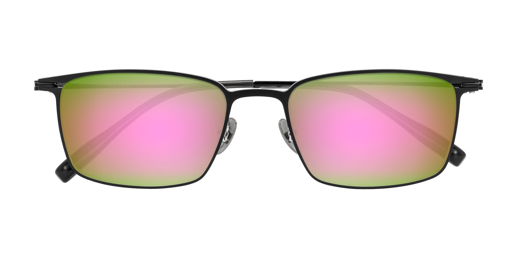 Folded Front of Ayla in Black with Pink Mirrored Lenses