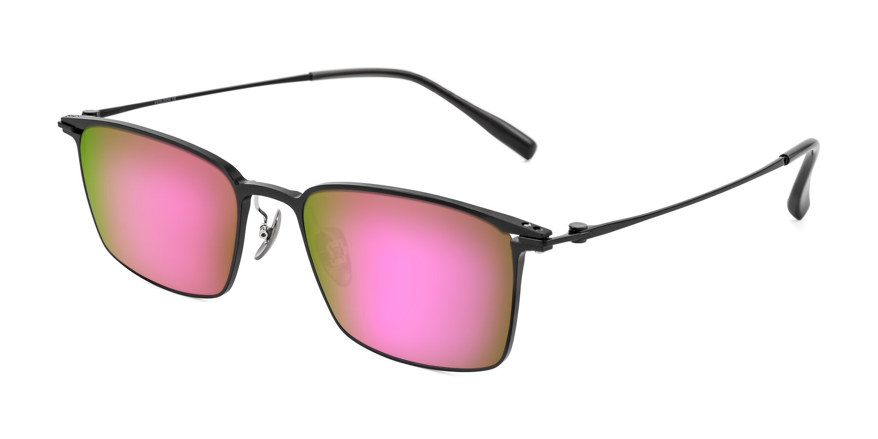 Angle of Ayla in Black with Pink Mirrored Lenses