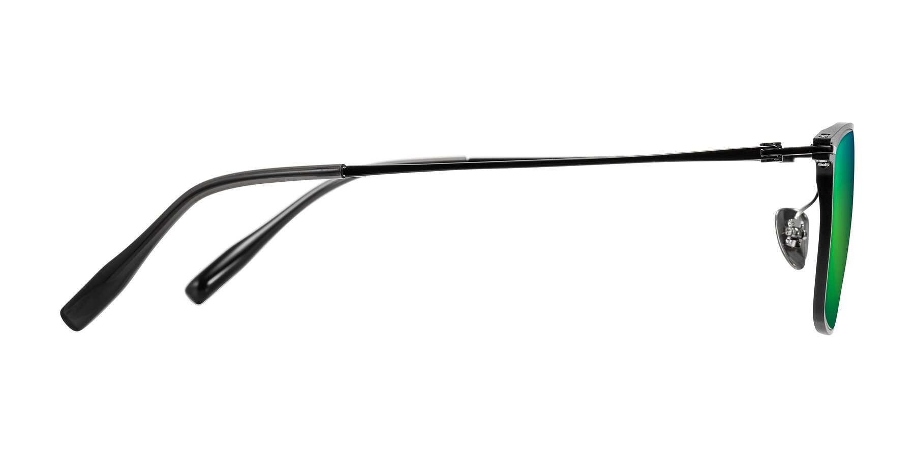Side of Ayla in Black with Green Mirrored Lenses
