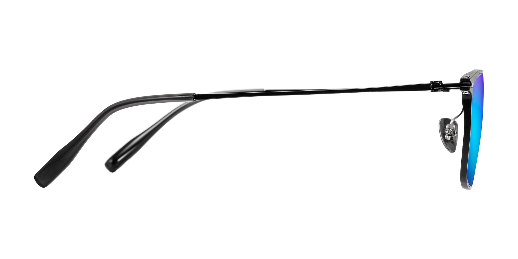 Side of Ayla in Black with Blue Mirrored Lenses