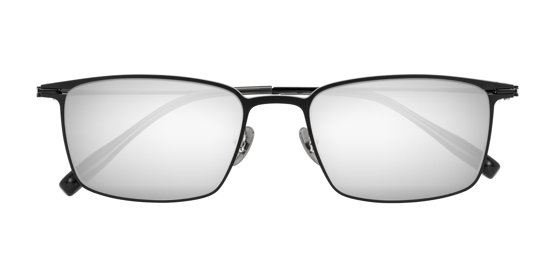 Folded Front of Ayla in Black with Silver Mirrored Lenses