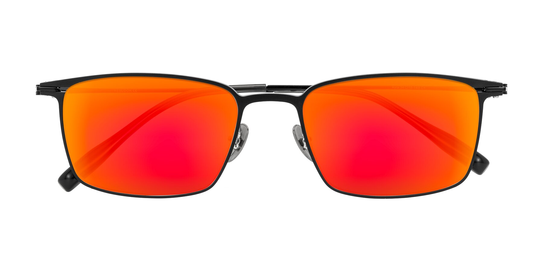 Folded Front of Ayla in Black with Red Gold Mirrored Lenses