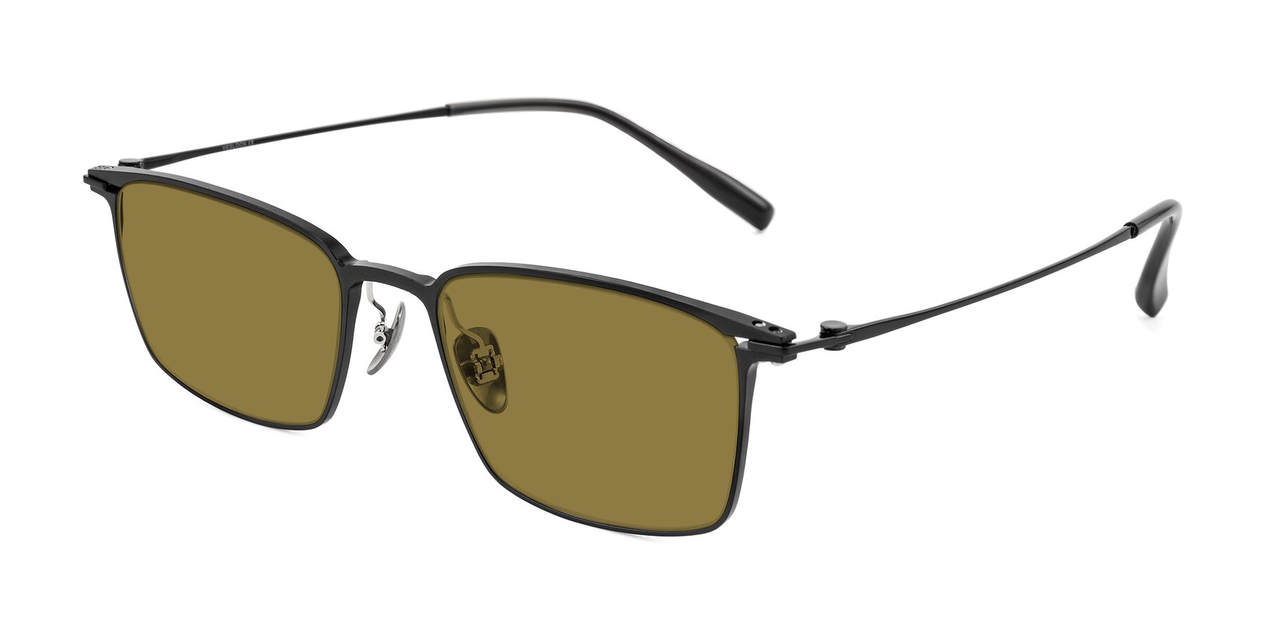 Angle of Ayla in Black with Brown Polarized Lenses