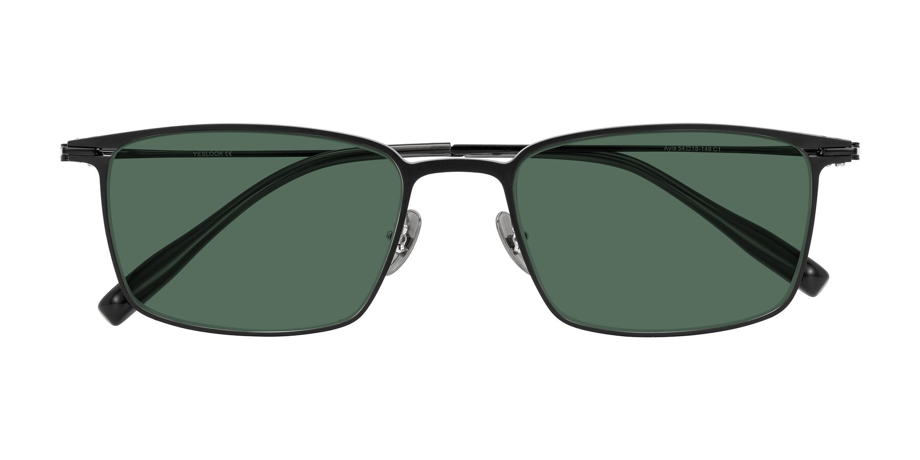 Folded Front of Ayla in Black with Green Polarized Lenses
