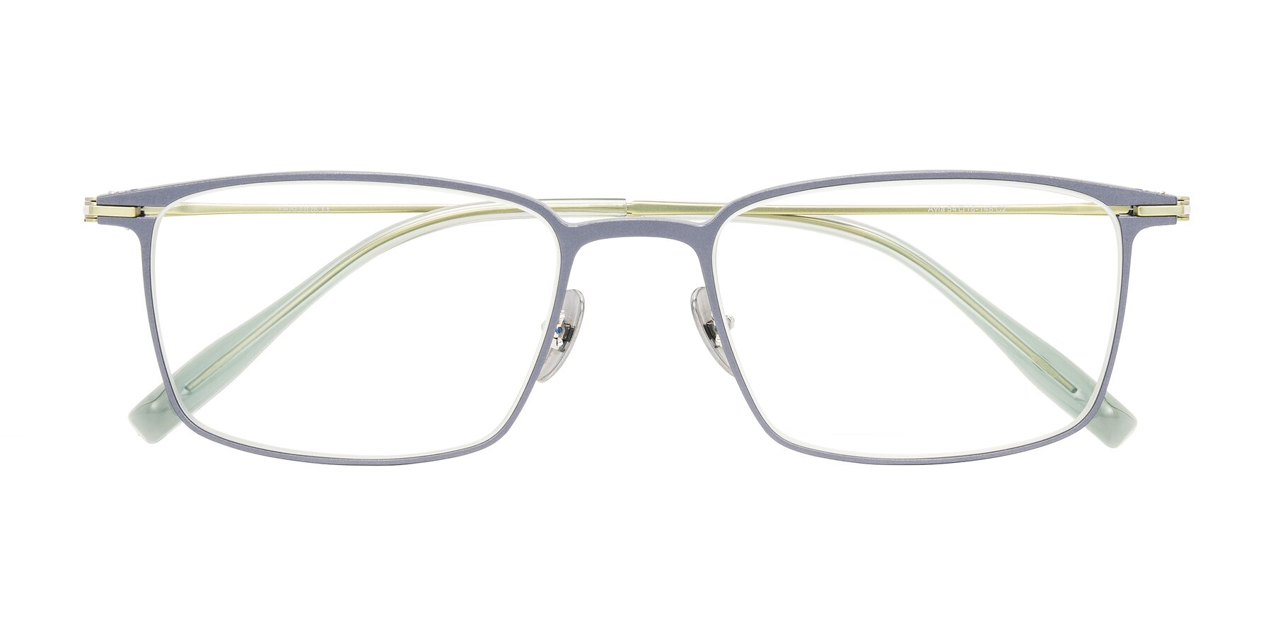 Folded Front of Ayla in Gray/Green with Clear Eyeglass Lenses