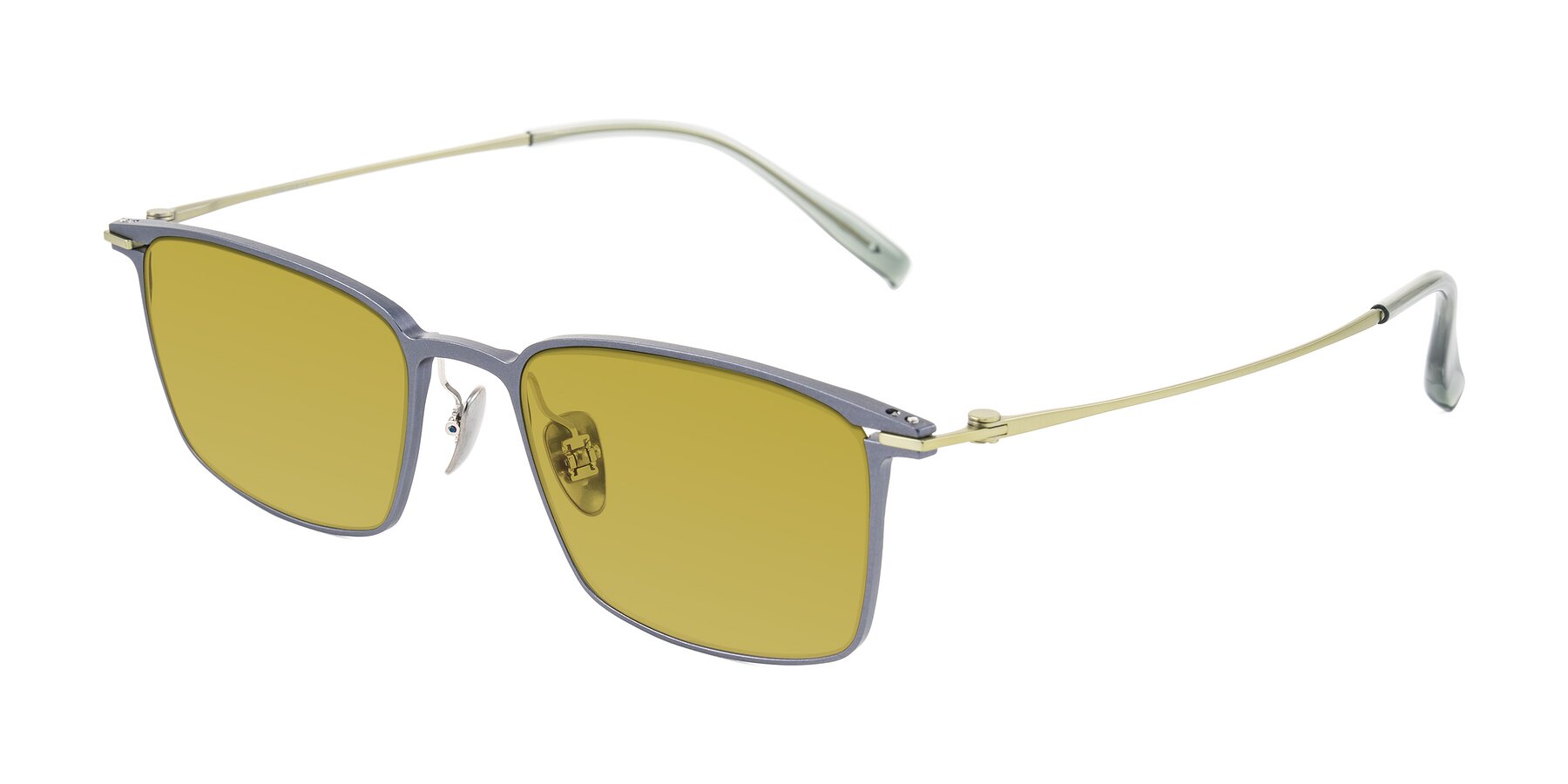 Angle of Ayla in Gray/Green with Champagne Tinted Lenses