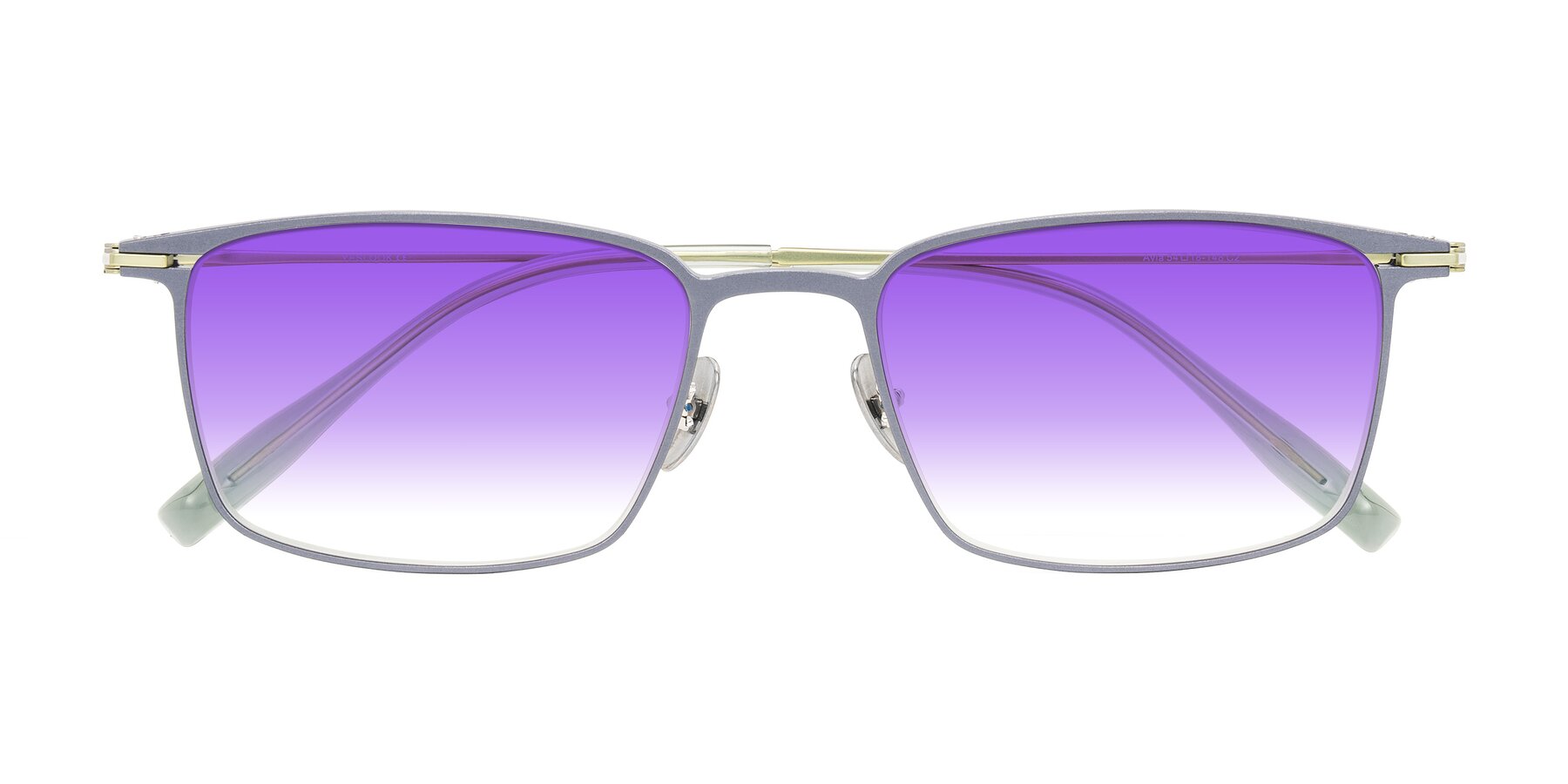 Folded Front of Ayla in Gray/Green with Purple Gradient Lenses