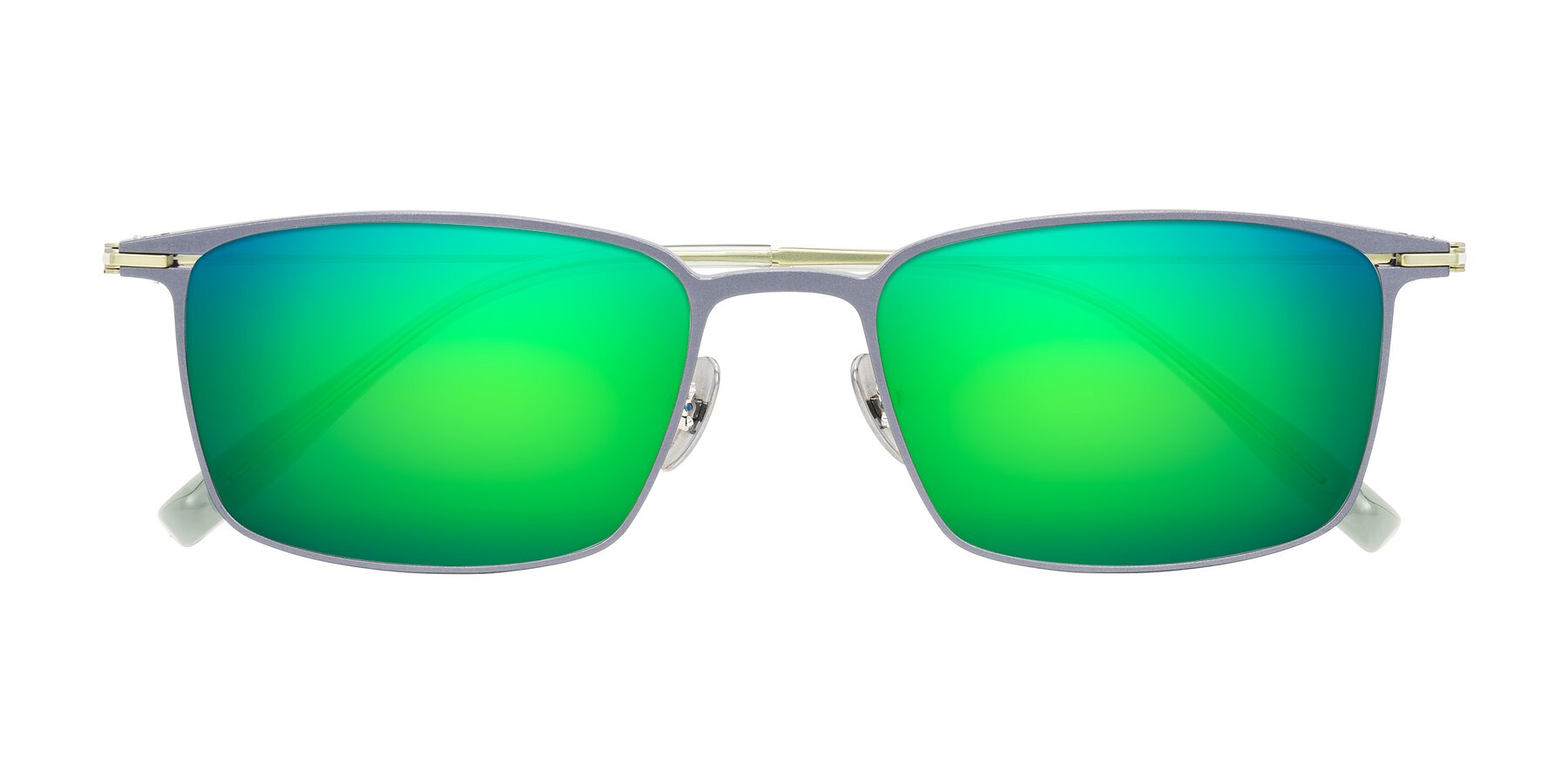 Folded Front of Ayla in Gray/Green with Green Mirrored Lenses