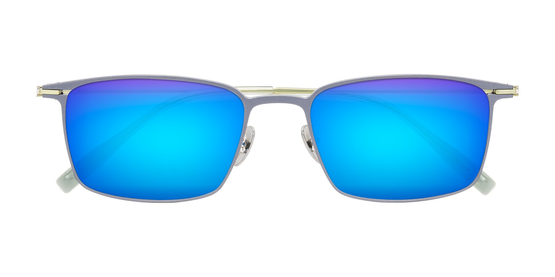 Folded Front of Ayla in Gray/Green with Blue Mirrored Lenses