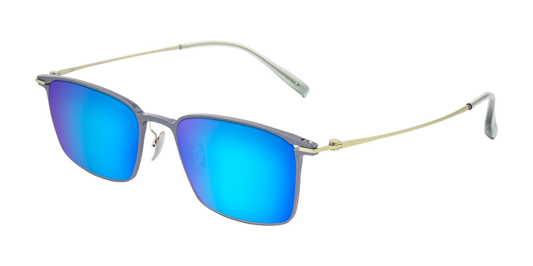 Angle of Ayla in Gray/Green with Blue Mirrored Lenses