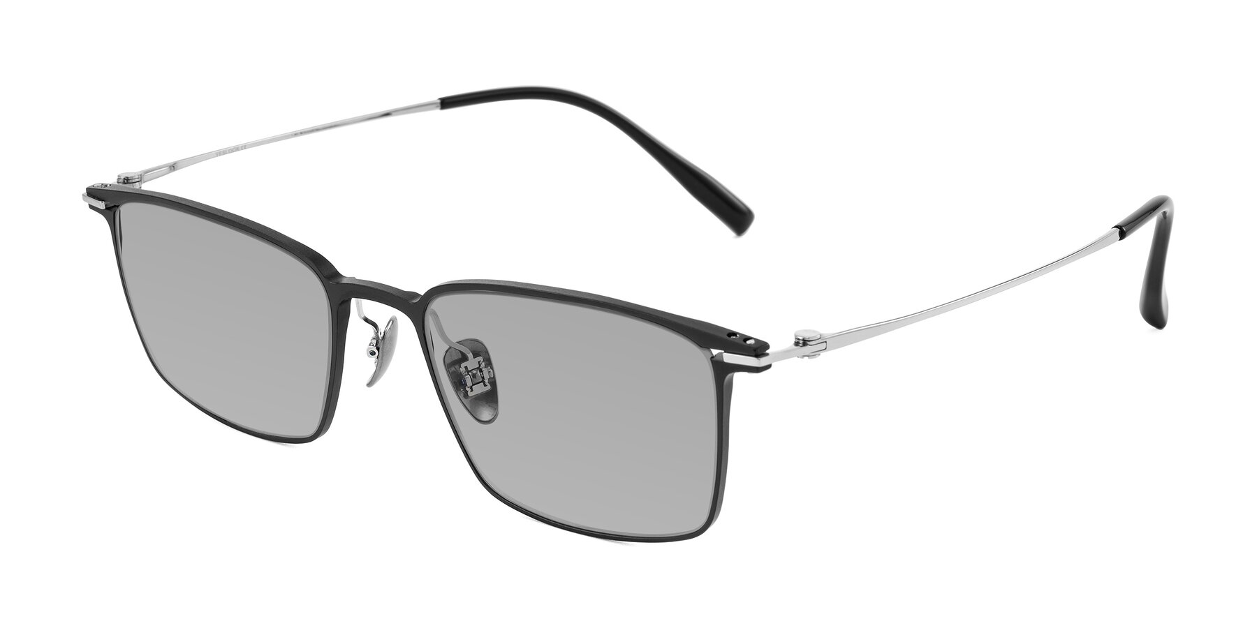 Angle of Ayla in Black/Silver with Light Gray Tinted Lenses