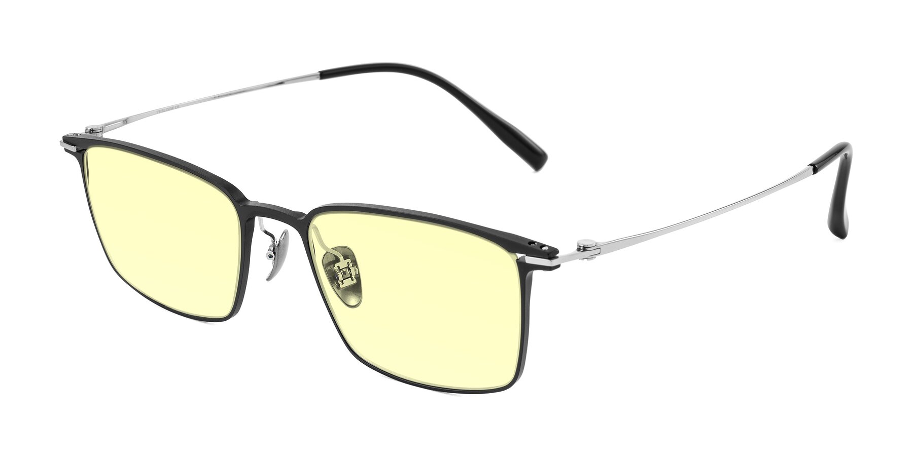 Angle of Ayla in Black/Silver with Light Yellow Tinted Lenses