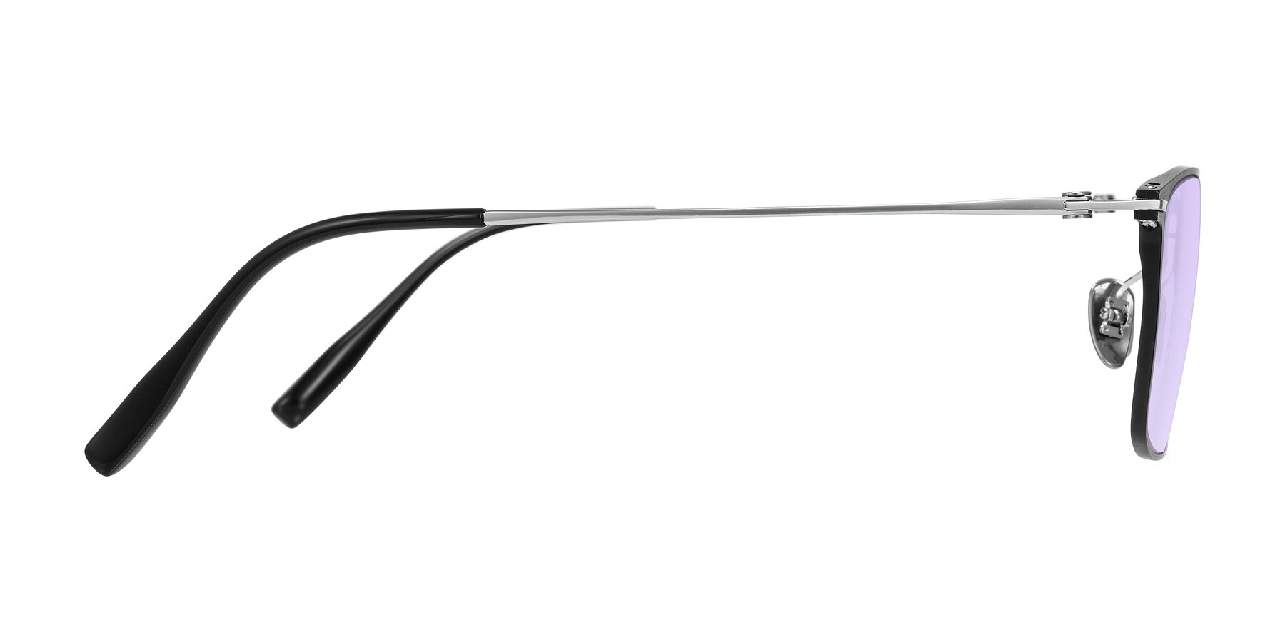 Side of Ayla in Black/Silver with Light Purple Tinted Lenses