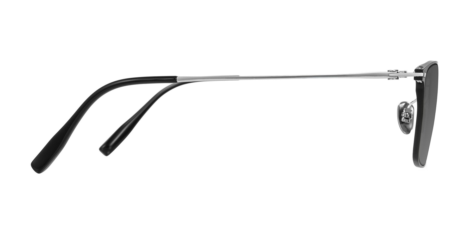 Side of Ayla in Black/Silver with Medium Gray Tinted Lenses