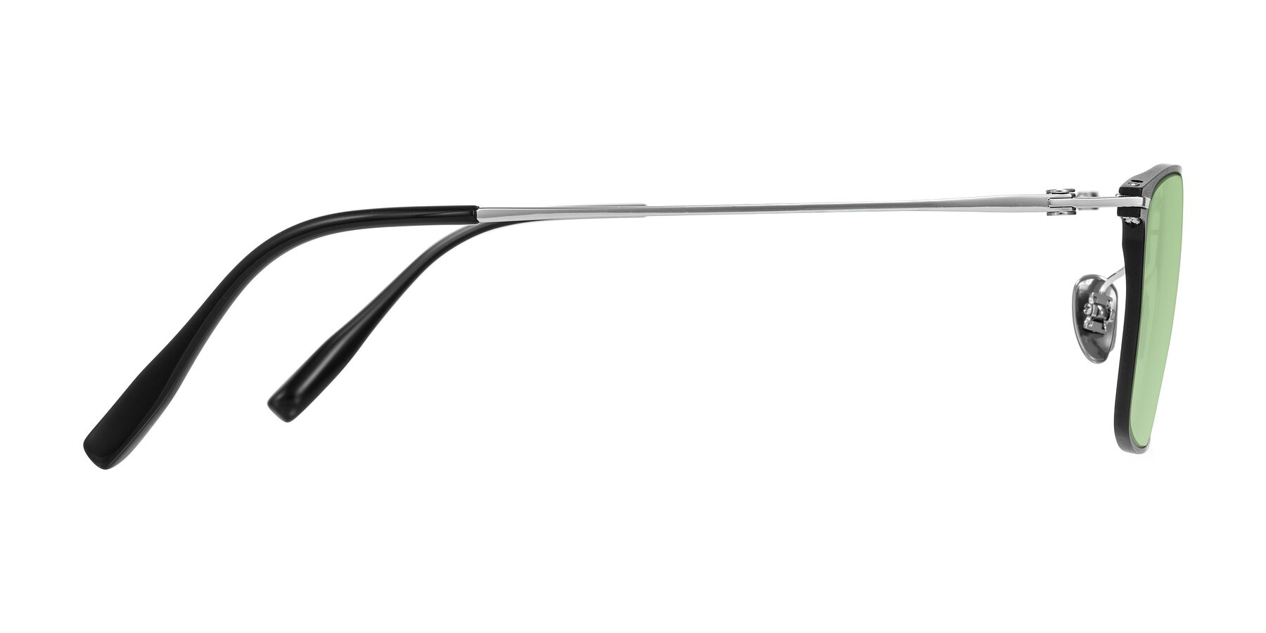 Side of Ayla in Black/Silver with Medium Green Tinted Lenses
