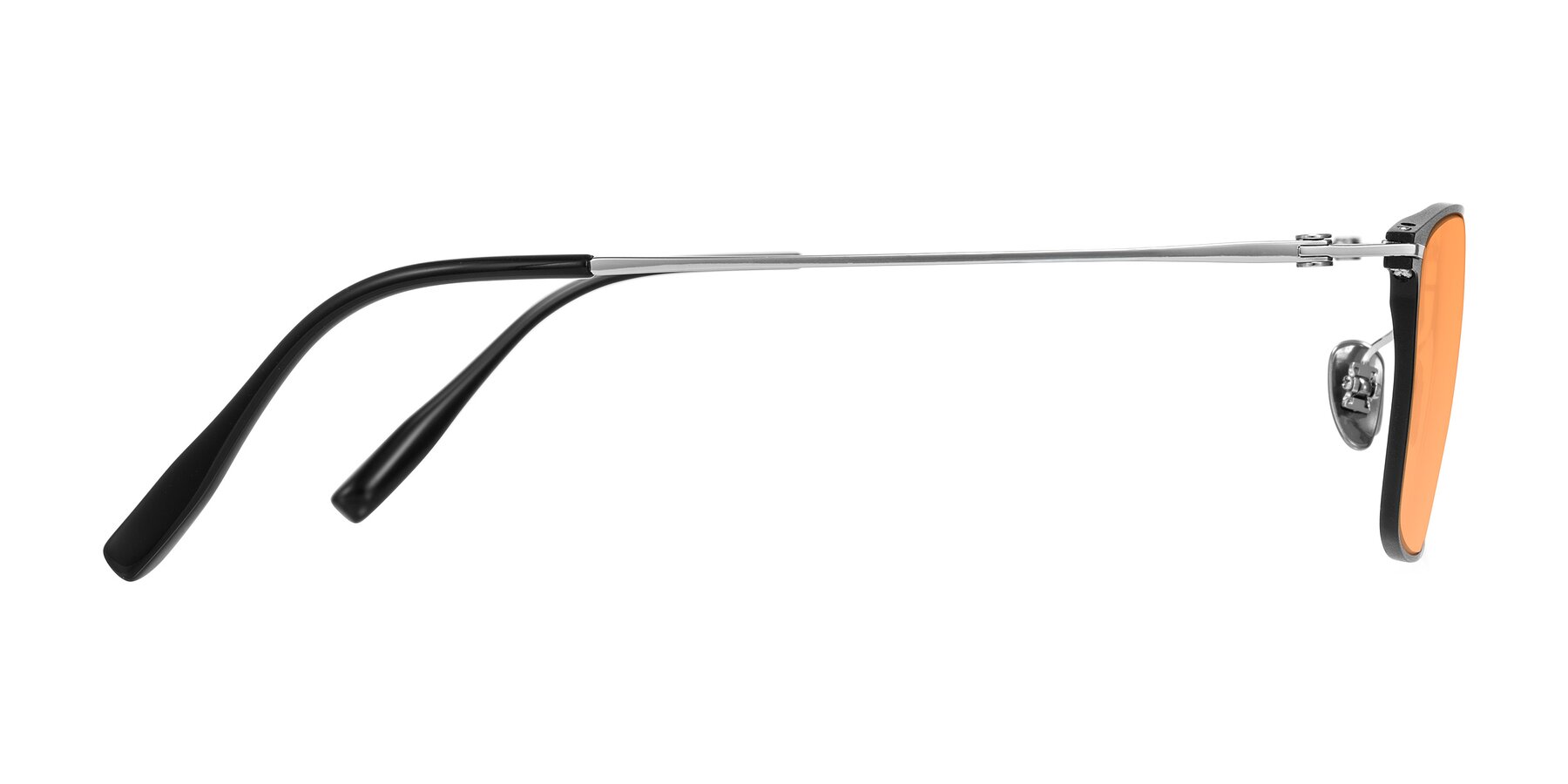 Side of Ayla in Black/Silver with Medium Orange Tinted Lenses