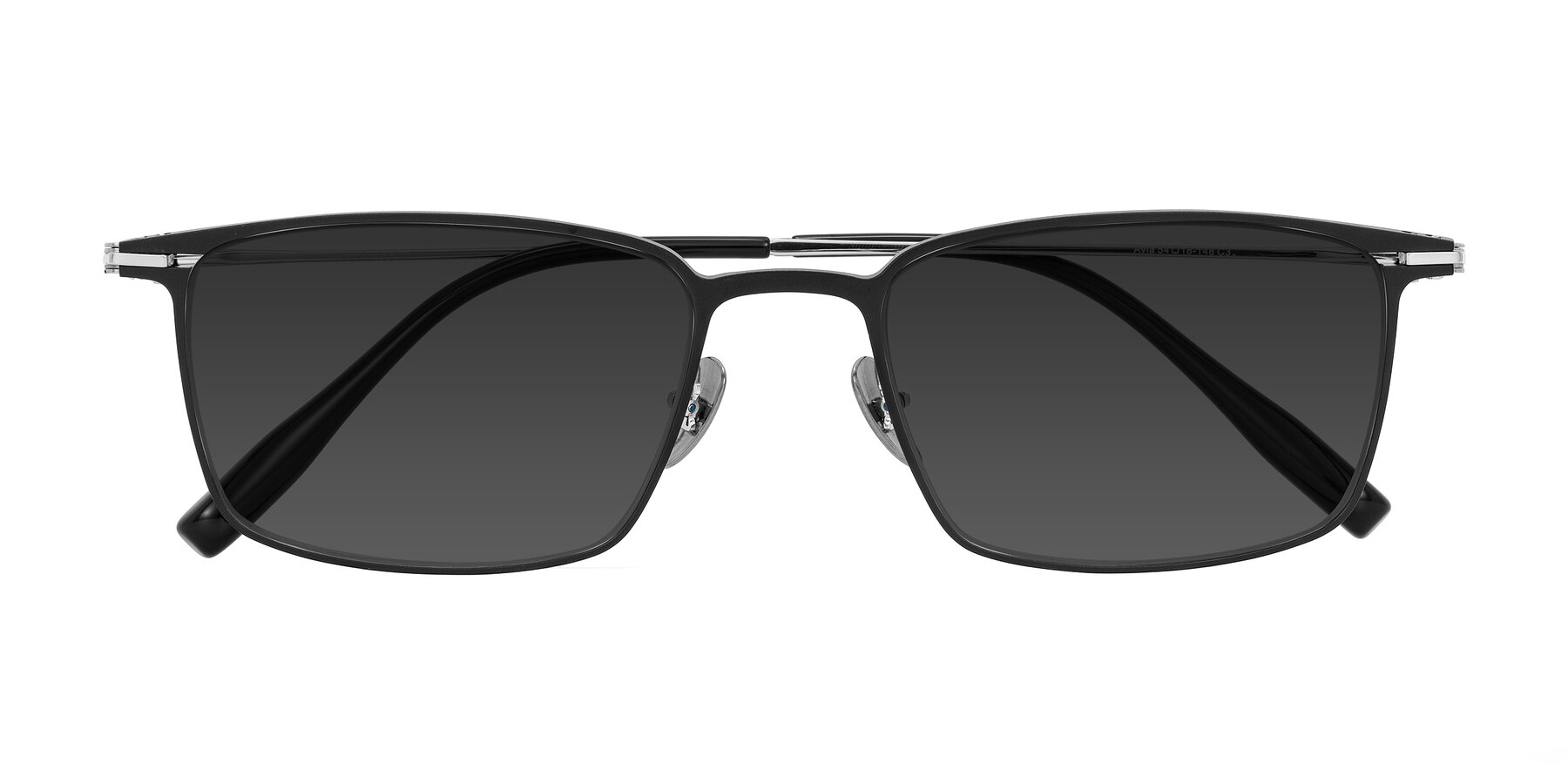 Folded Front of Ayla in Black/Silver with Gray Tinted Lenses