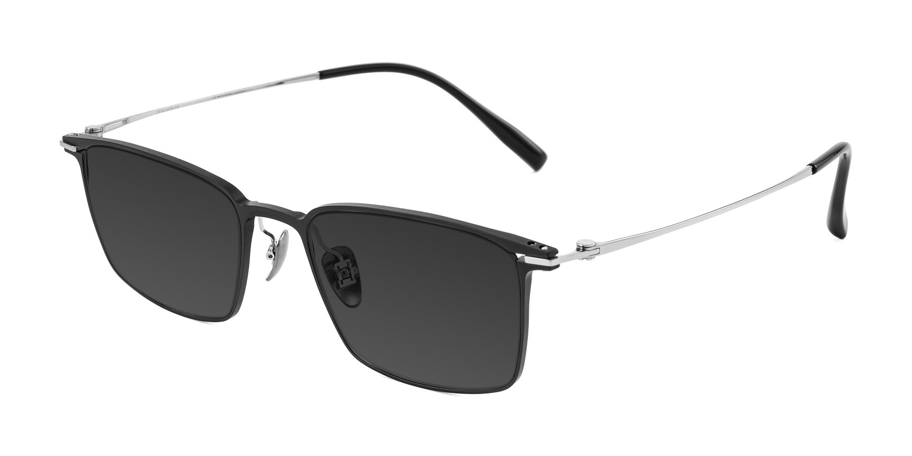 Angle of Ayla in Black/Silver with Gray Tinted Lenses