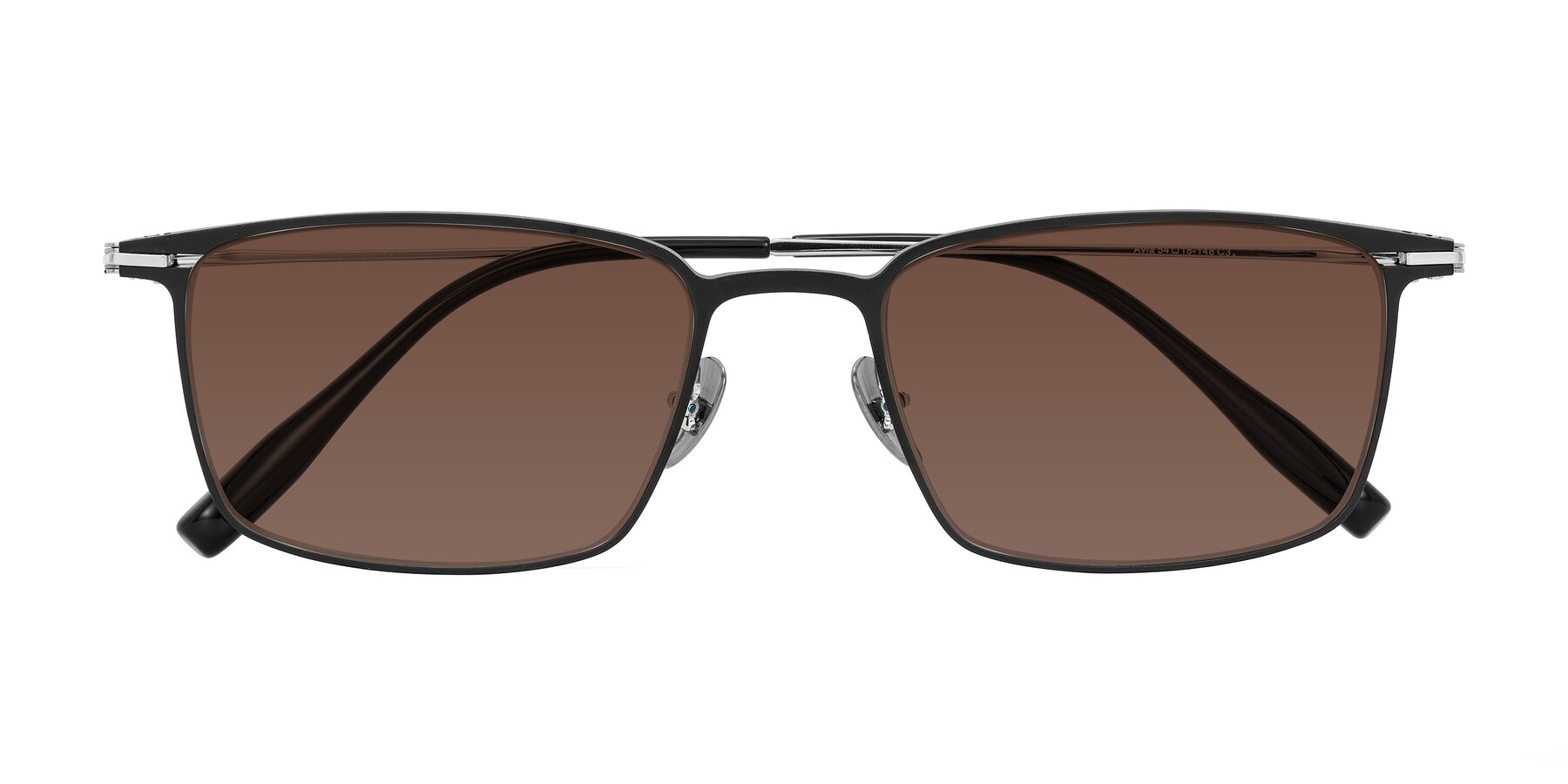 Folded Front of Ayla in Black/Silver with Brown Tinted Lenses