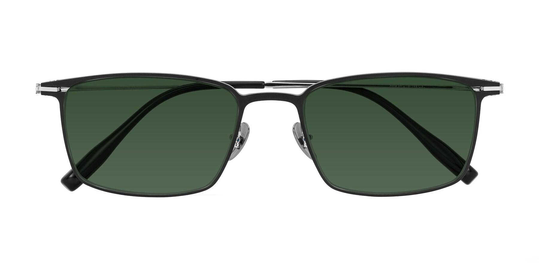 Folded Front of Ayla in Black/Silver with Green Tinted Lenses