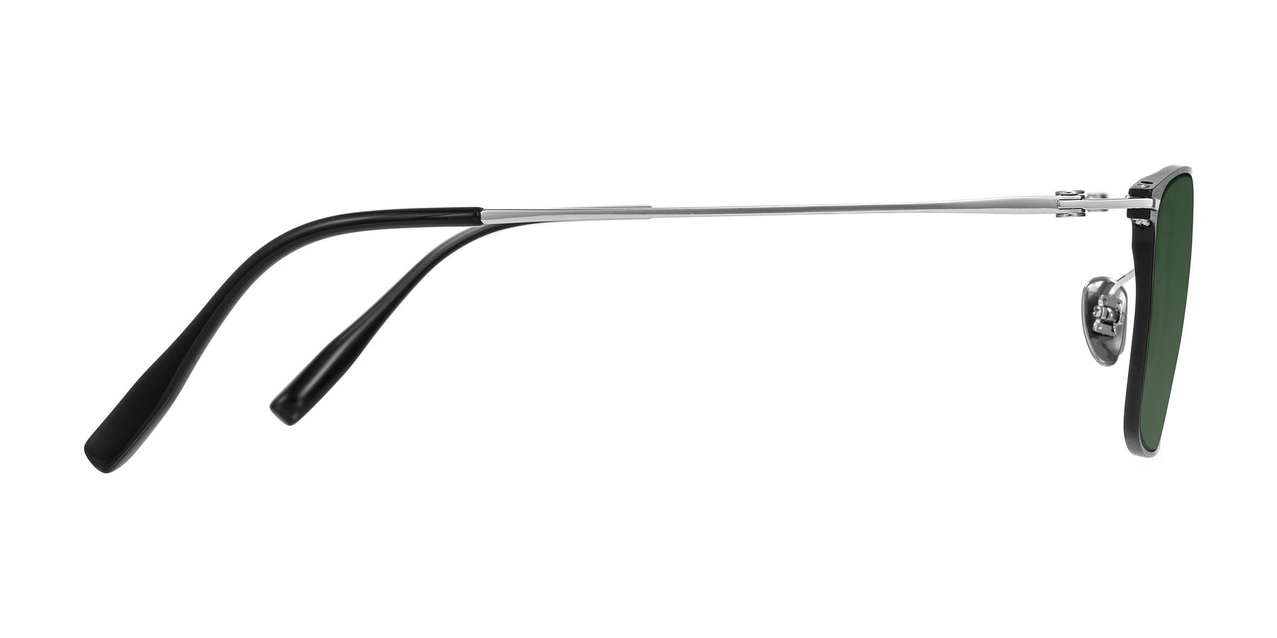 Side of Ayla in Black/Silver with Green Tinted Lenses