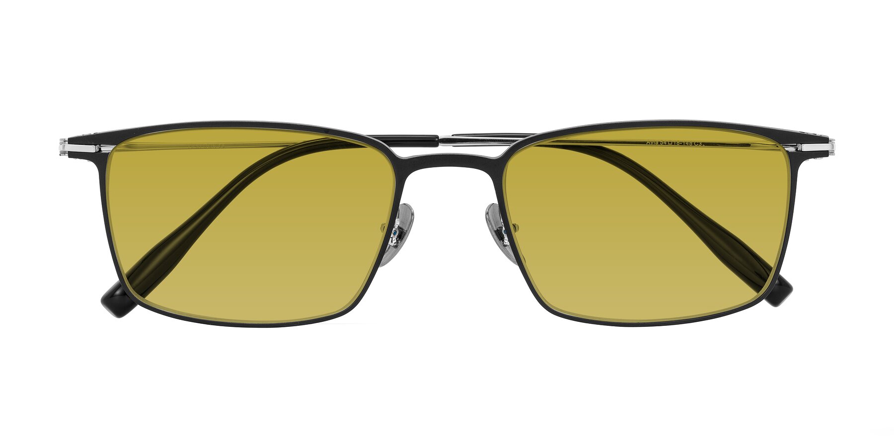 Folded Front of Ayla in Black/Silver with Champagne Tinted Lenses