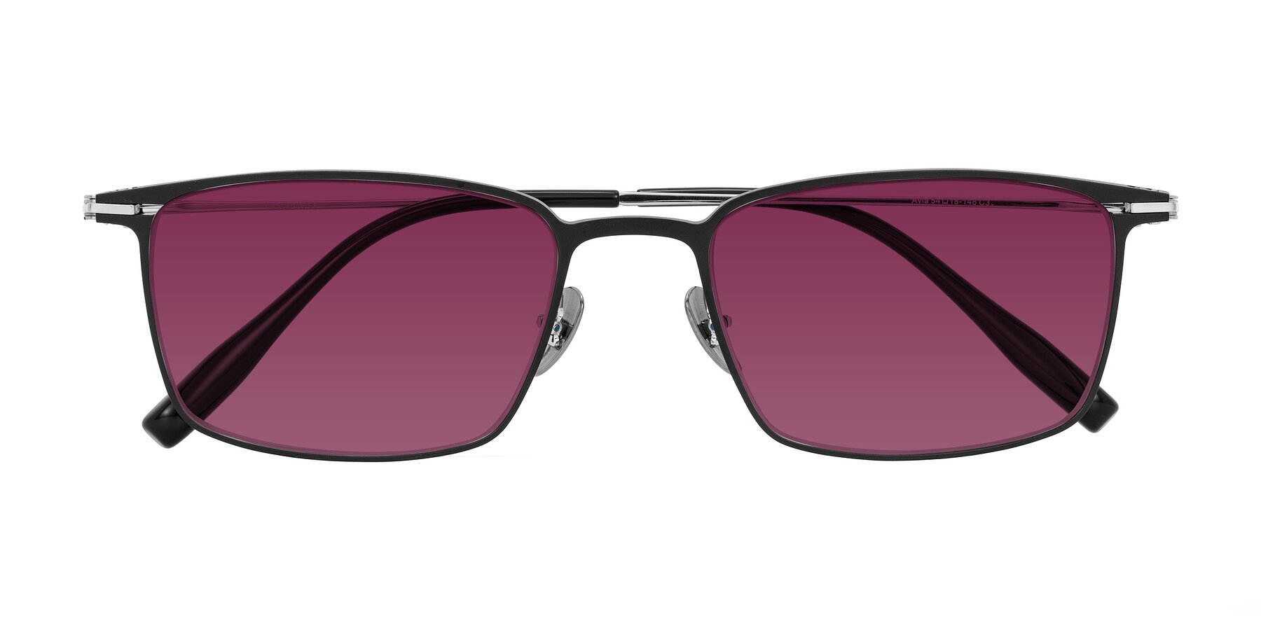 Folded Front of Ayla in Black/Silver with Wine Tinted Lenses