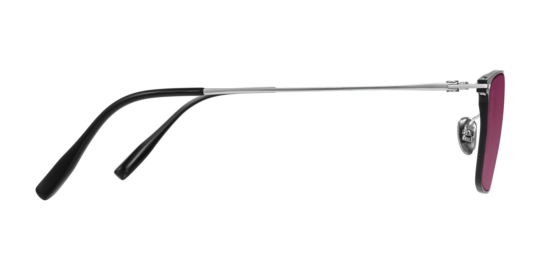 Side of Ayla in Black/Silver with Wine Tinted Lenses