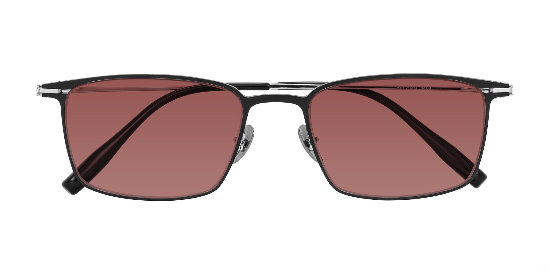 Folded Front of Ayla in Black/Silver with Garnet Tinted Lenses