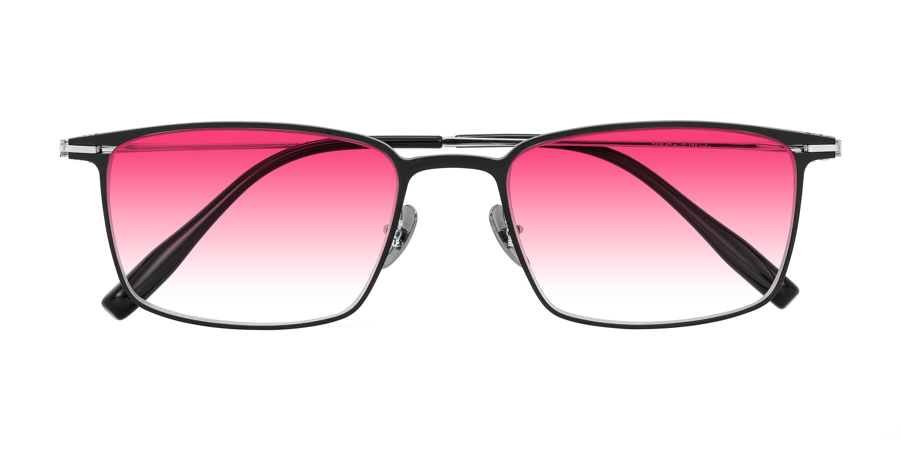 Folded Front of Ayla in Black/Silver with Pink Gradient Lenses
