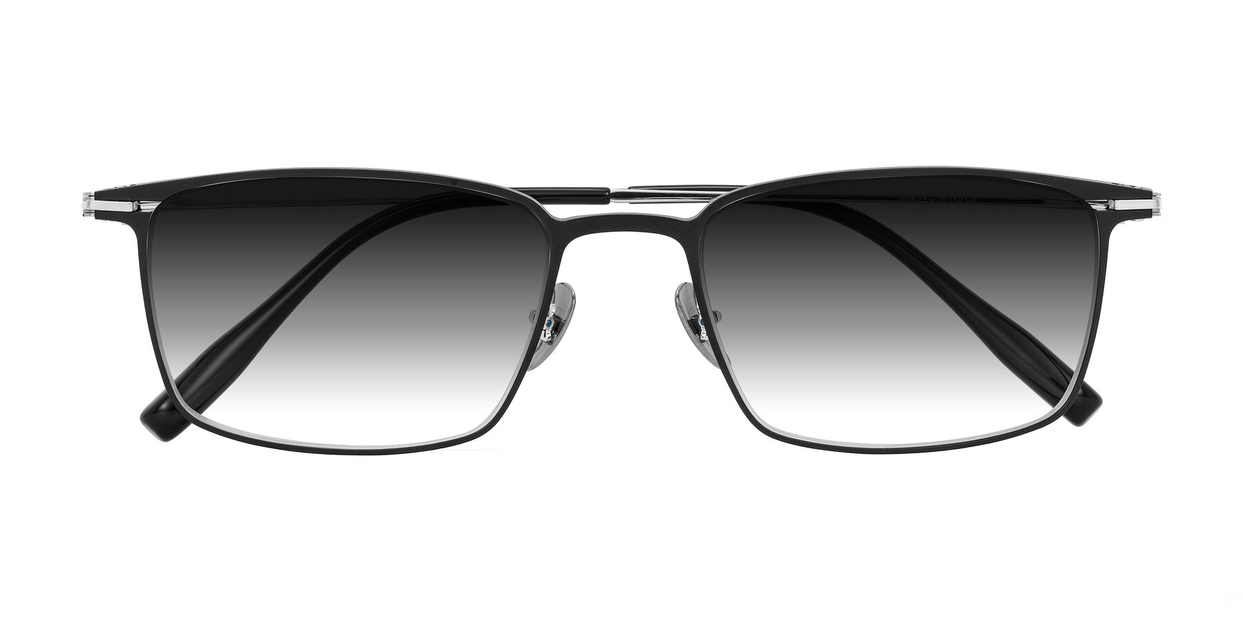 Folded Front of Ayla in Black/Silver with Gray Gradient Lenses