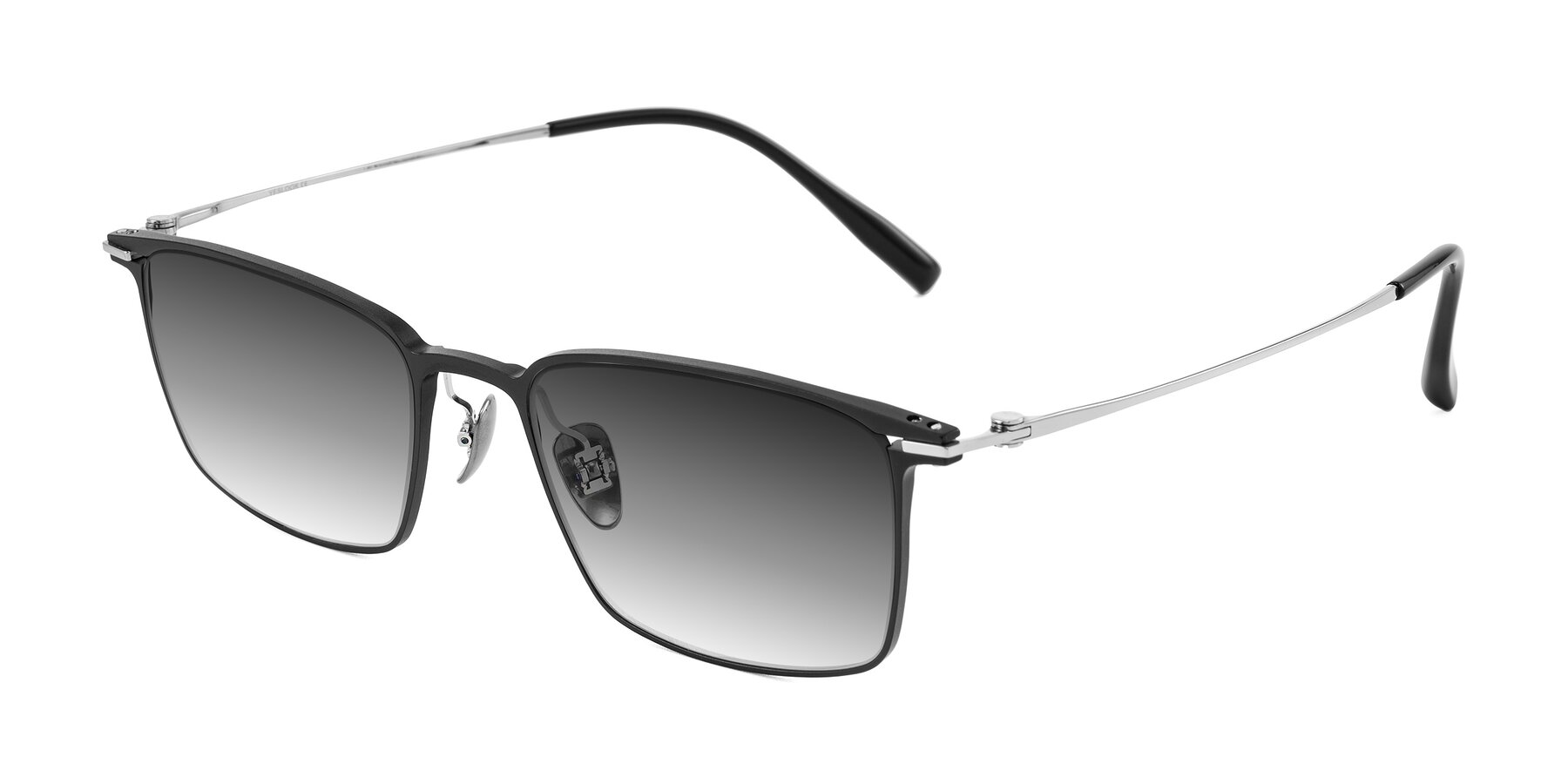 Angle of Ayla in Black/Silver with Gray Gradient Lenses