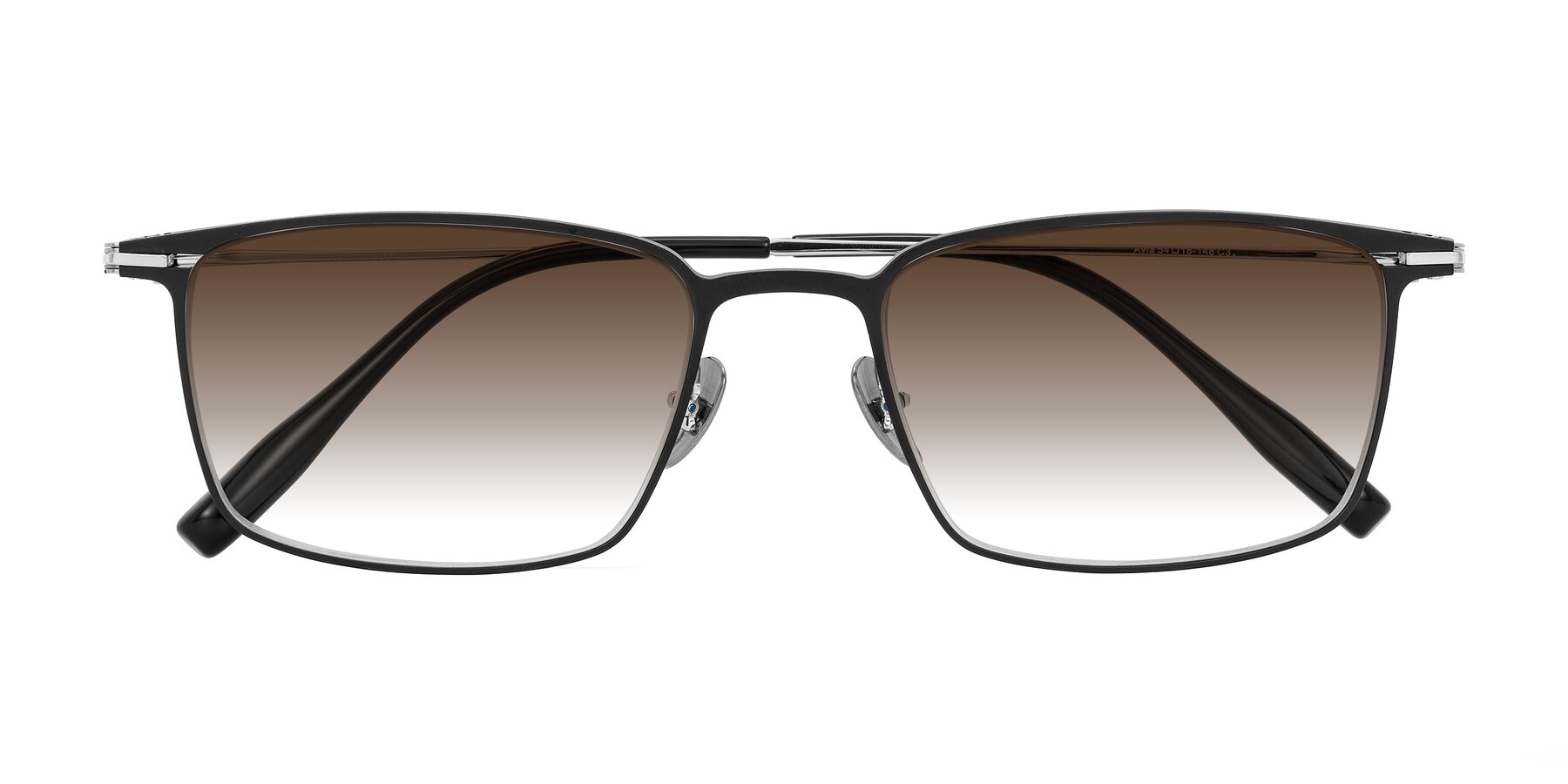 Folded Front of Ayla in Black/Silver with Brown Gradient Lenses