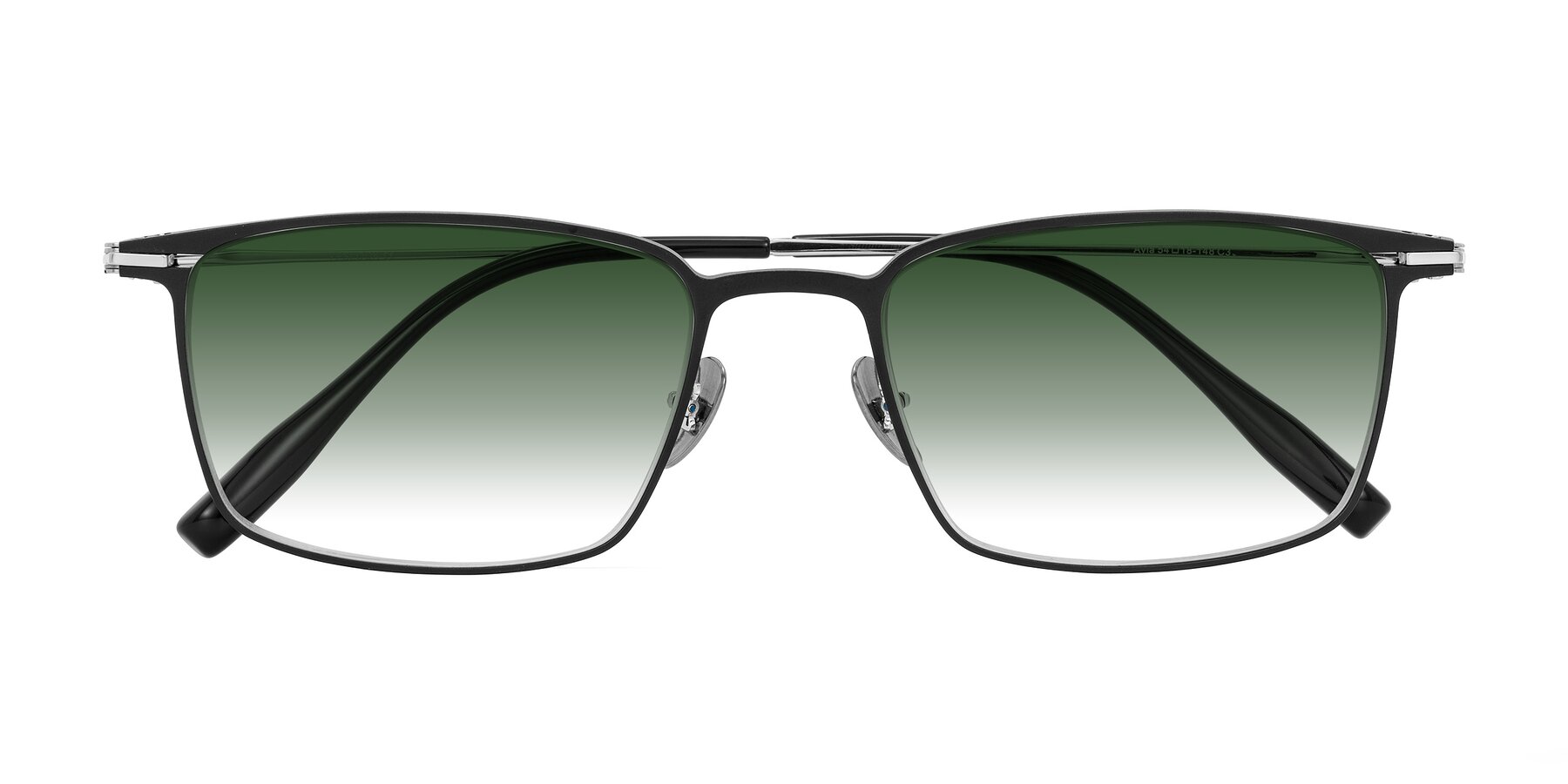 Folded Front of Ayla in Black/Silver with Green Gradient Lenses