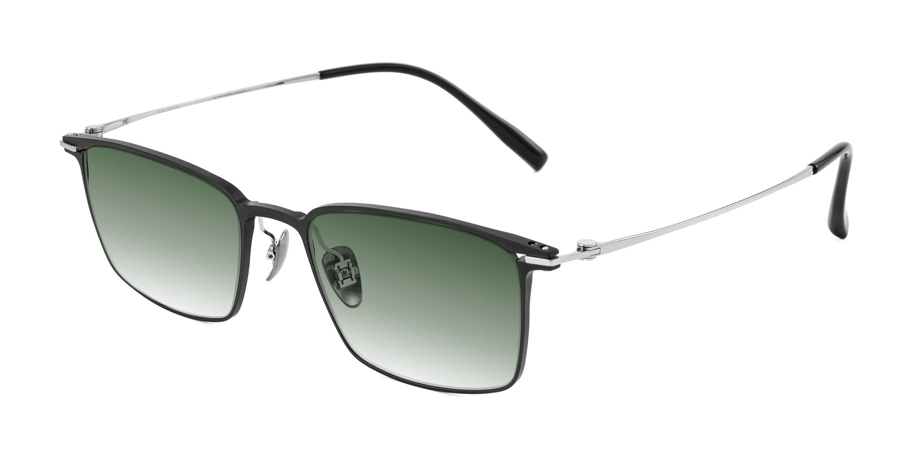 Angle of Ayla in Black/Silver with Green Gradient Lenses