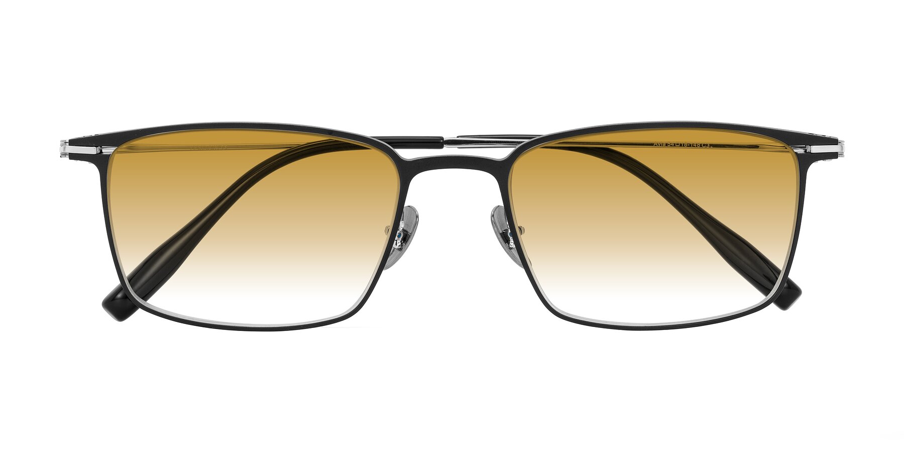 Folded Front of Ayla in Black/Silver with Champagne Gradient Lenses