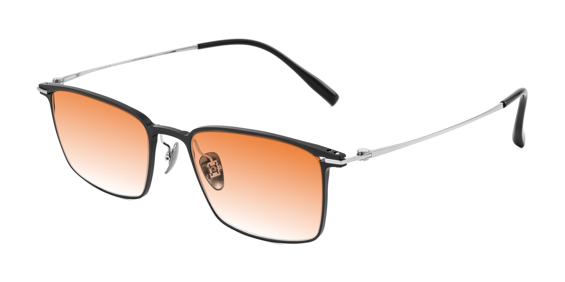 Angle of Ayla in Black/Silver with Orange Gradient Lenses