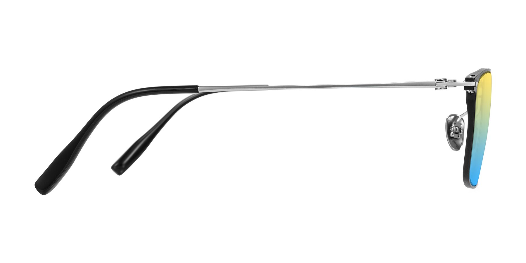 Side of Ayla in Black/Silver with Yellow / Blue Gradient Lenses