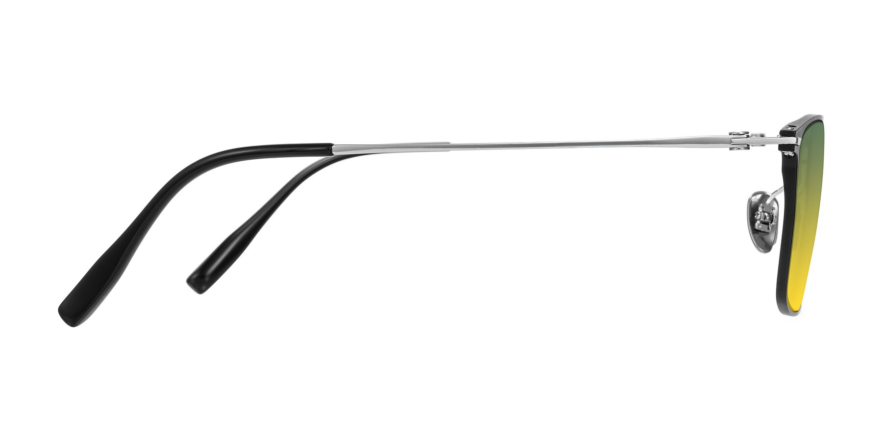 Side of Ayla in Black/Silver with Green / Yellow Gradient Lenses