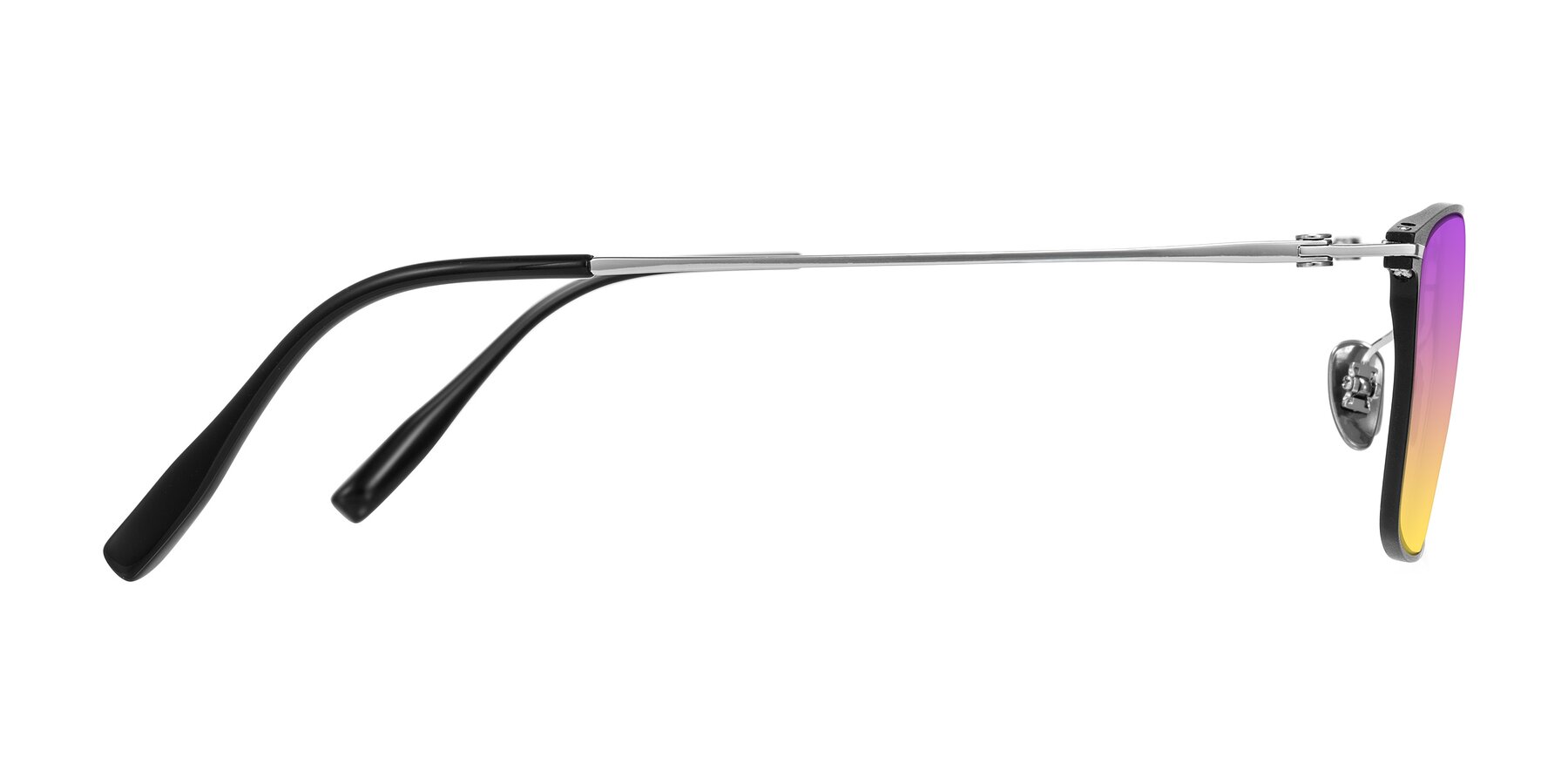 Side of Ayla in Black/Silver with Purple / Yellow Gradient Lenses