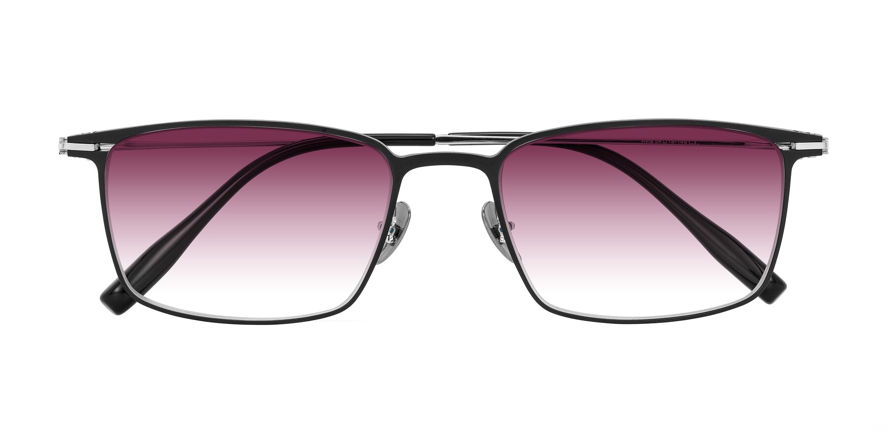 Folded Front of Ayla in Black/Silver with Wine Gradient Lenses
