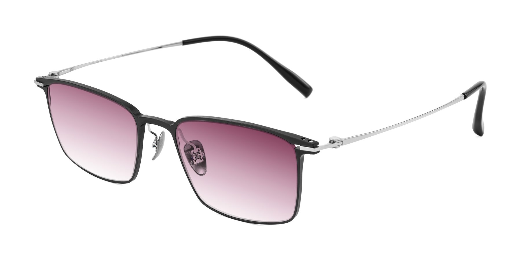 Angle of Ayla in Black/Silver with Wine Gradient Lenses