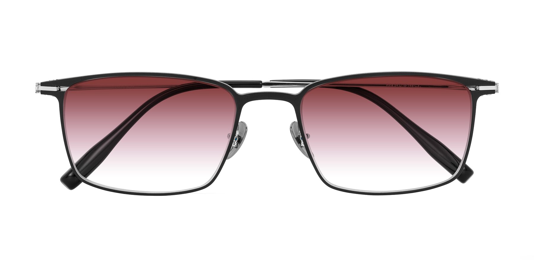 Folded Front of Ayla in Black/Silver with Garnet Gradient Lenses