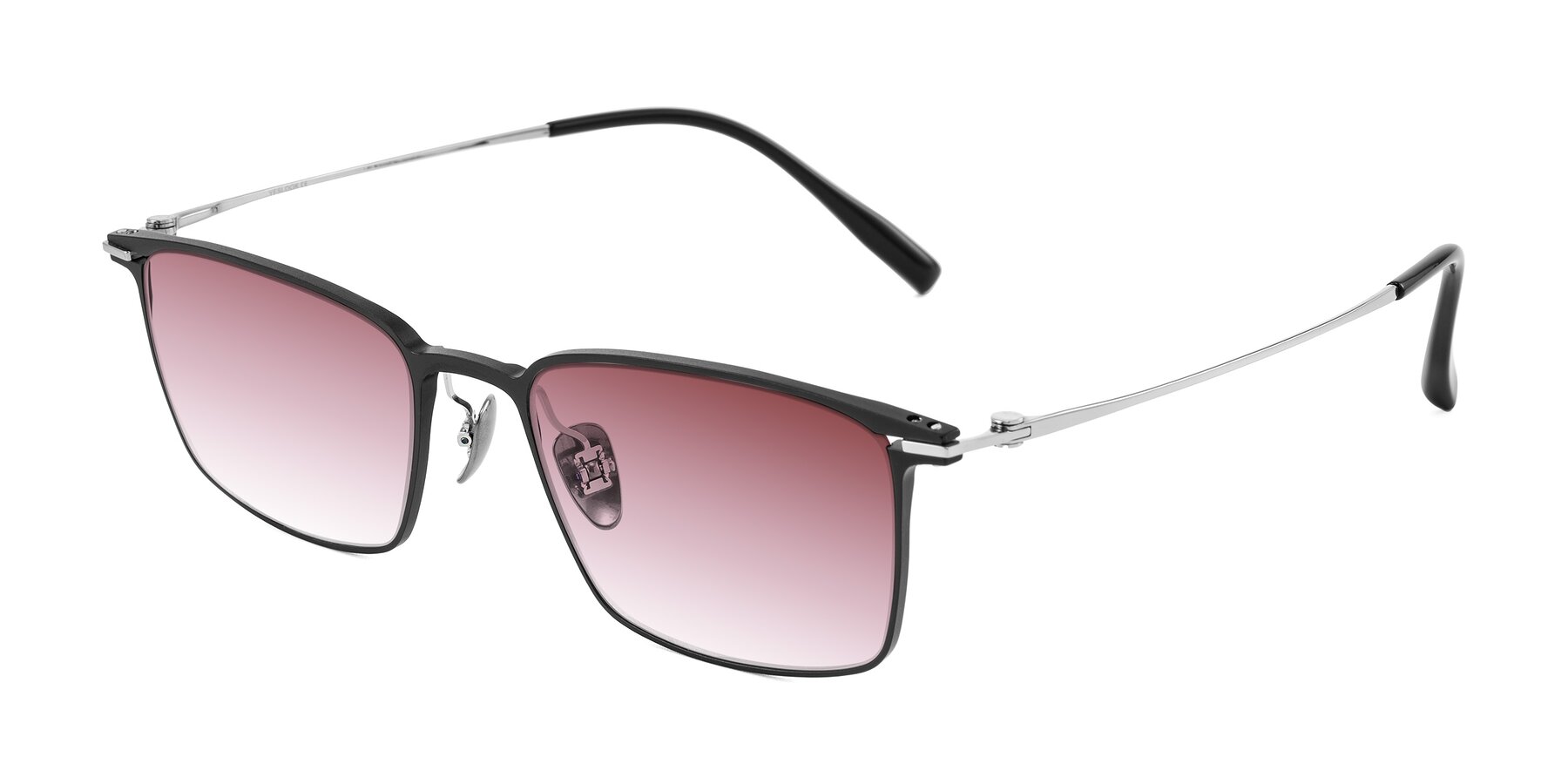 Angle of Ayla in Black/Silver with Garnet Gradient Lenses