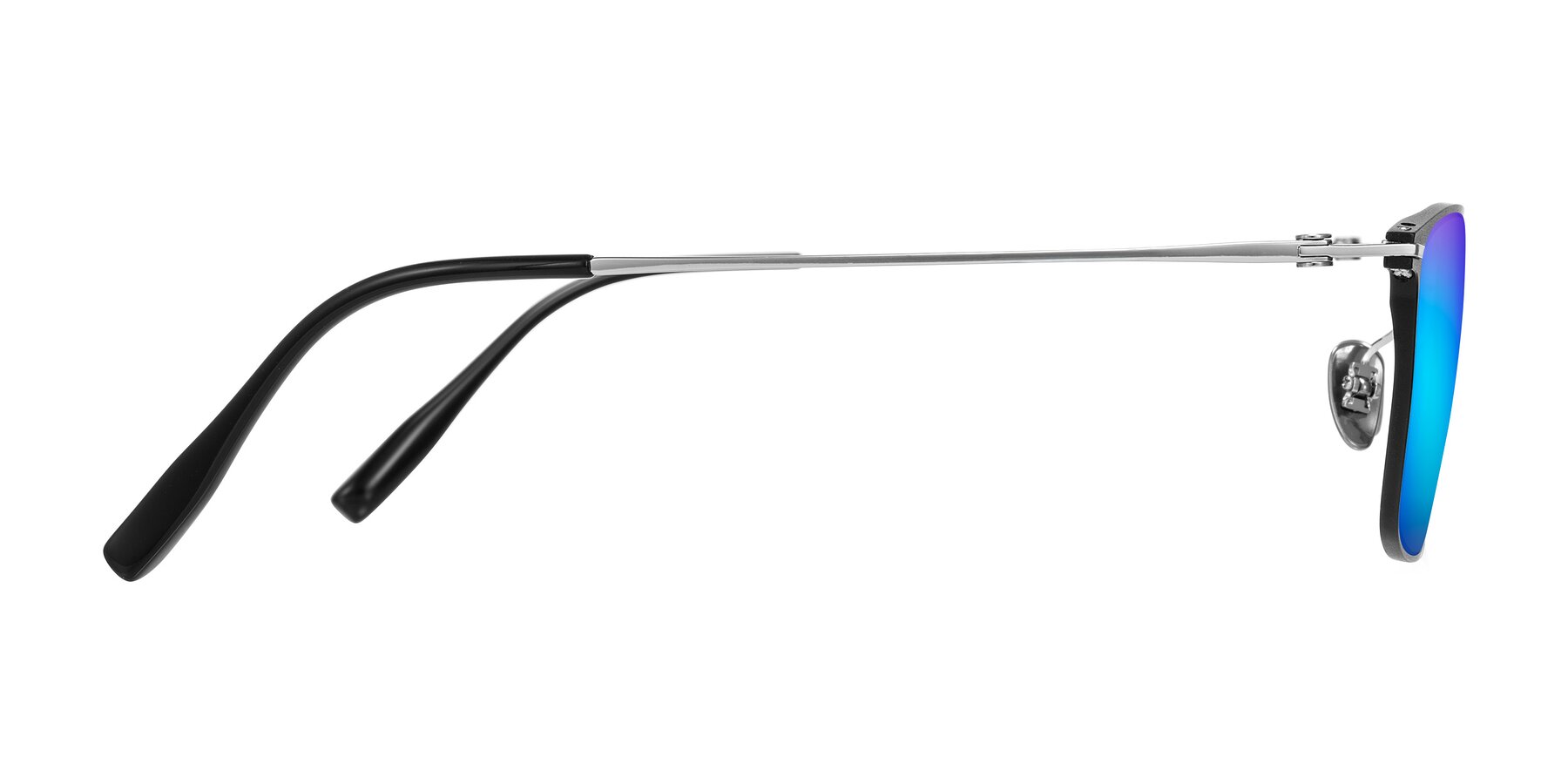 Side of Ayla in Black/Silver with Blue Mirrored Lenses