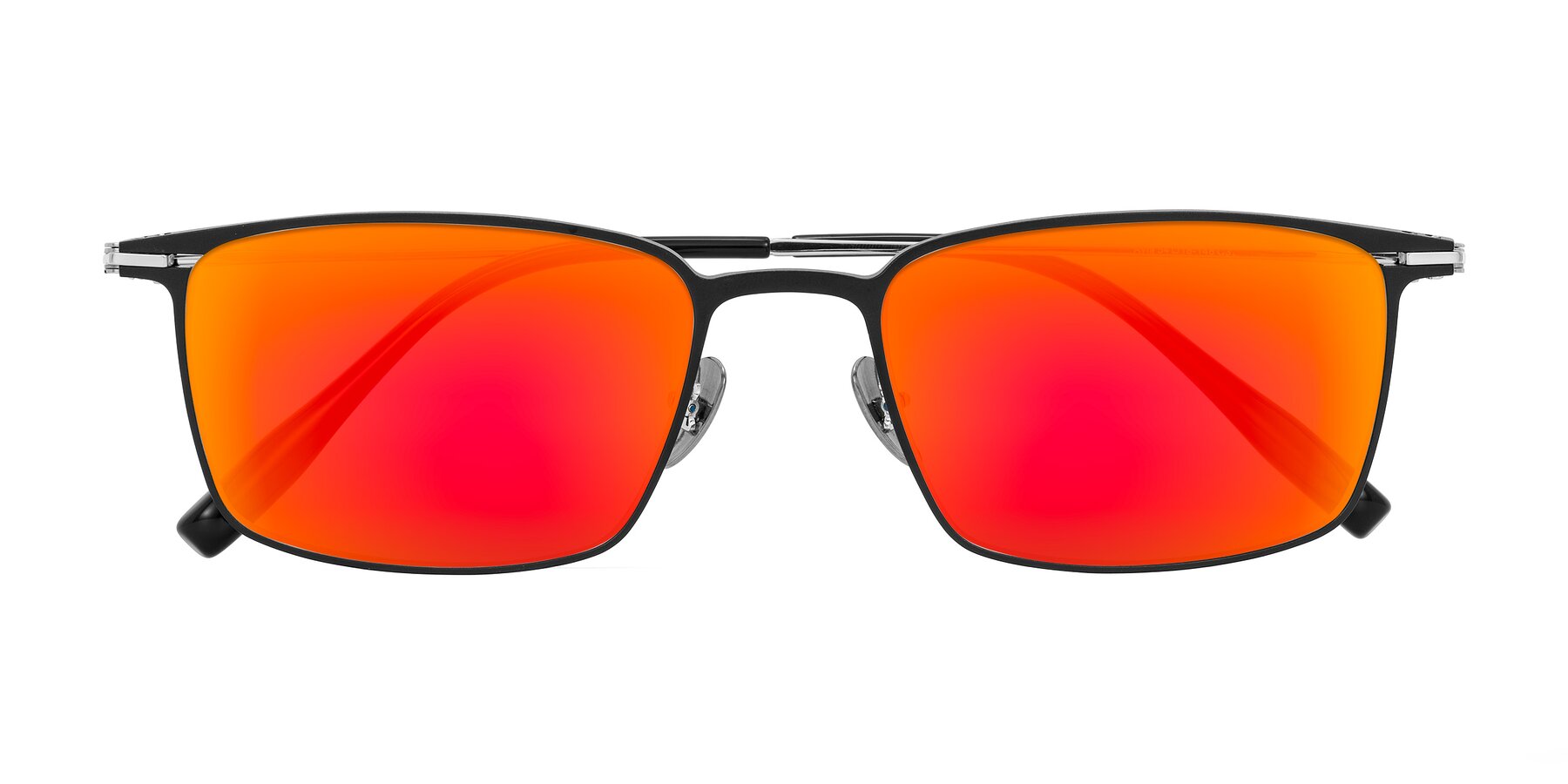 Folded Front of Ayla in Black/Silver with Red Gold Mirrored Lenses