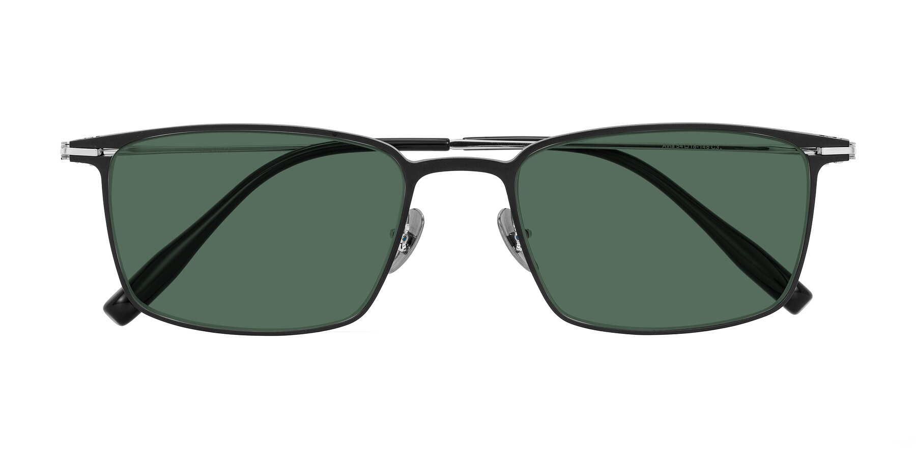 Folded Front of Ayla in Black/Silver with Green Polarized Lenses